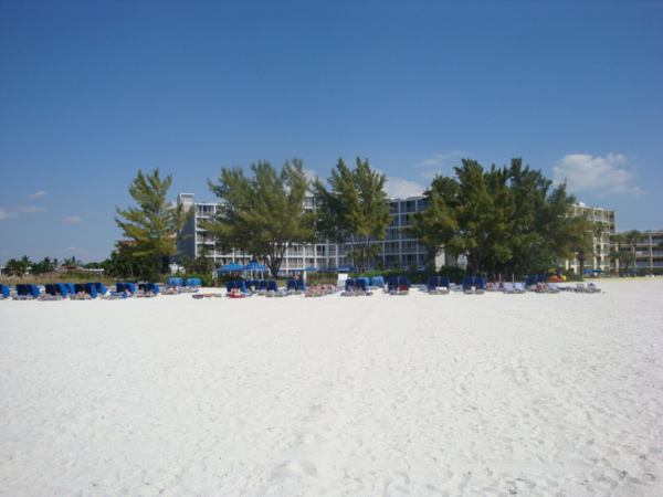 view of our hotel from the beach